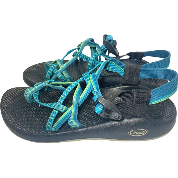 Chaco Shoes - Chacos Aqua and green striped